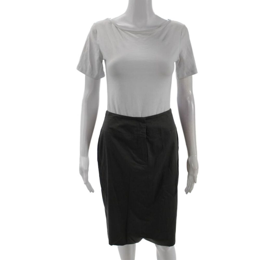 Rene Lezard, Womens Straight Pencil Skirt Dark Gray Viscose Knee Size 36